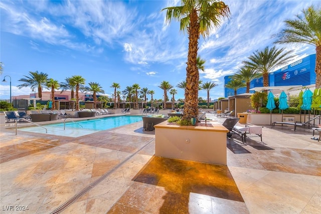 view of pool featuring a patio area