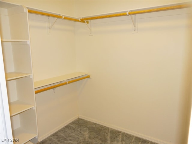 walk in closet with carpet