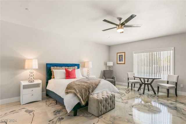 bedroom featuring ceiling fan