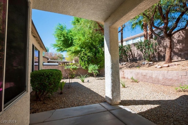 view of yard with a patio area and a fenced backyard