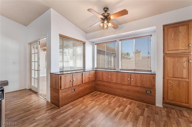 interior space featuring ceiling fan and light hardwood / wood-style floors