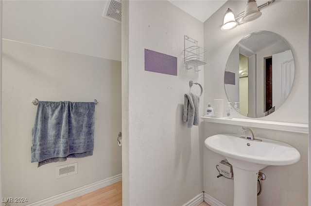 bathroom featuring hardwood / wood-style floors