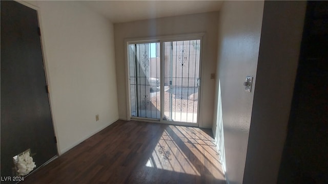 doorway featuring dark wood-type flooring