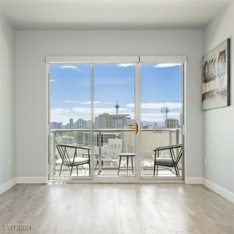 unfurnished room featuring light hardwood / wood-style floors