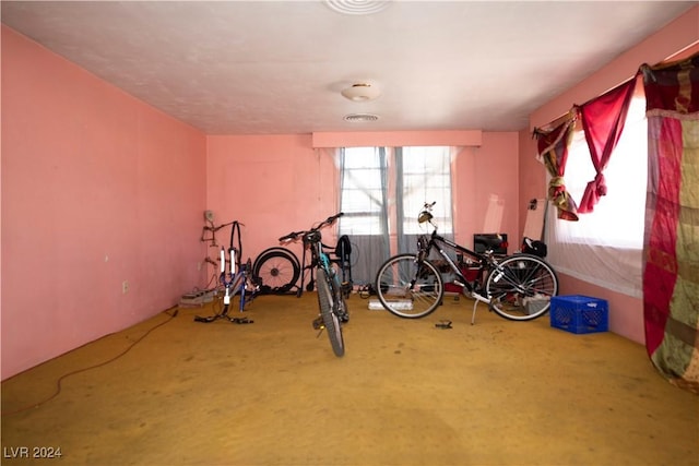 exercise area with carpet floors