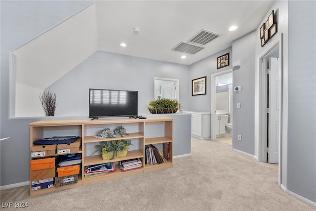 view of carpeted office space