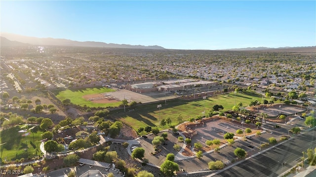 bird's eye view with a mountain view