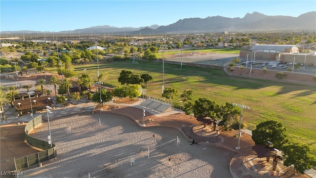 aerial view with a mountain view