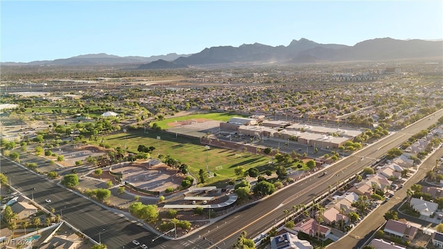 drone / aerial view with a mountain view