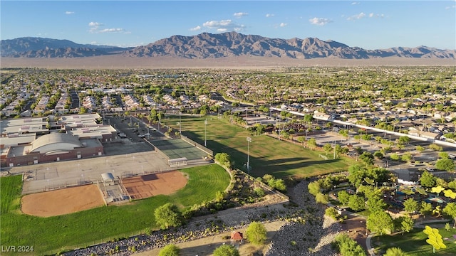 aerial view with a mountain view