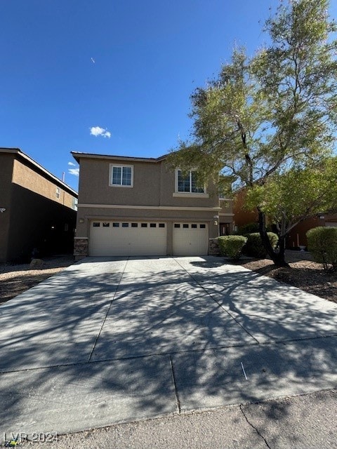 view of front property with a garage