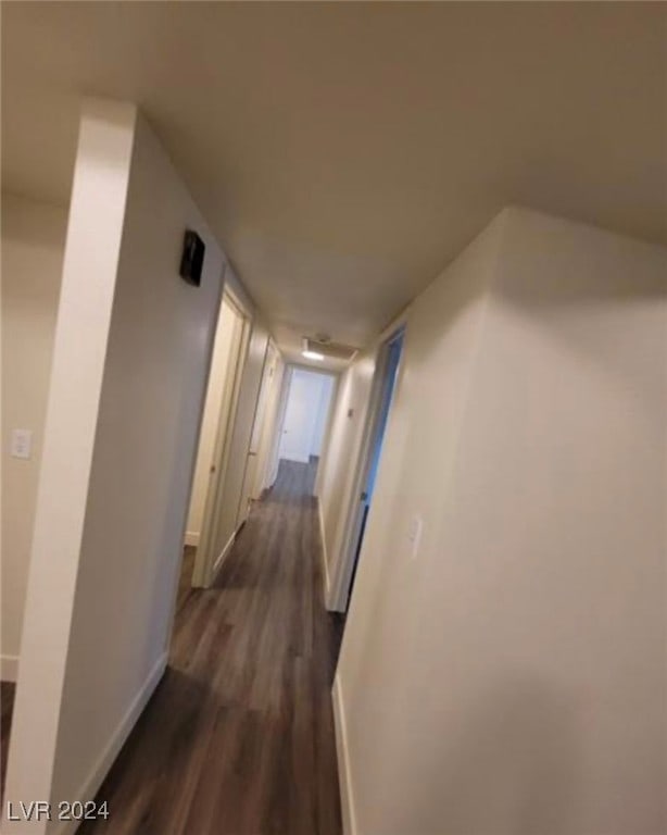 hallway with wood-type flooring