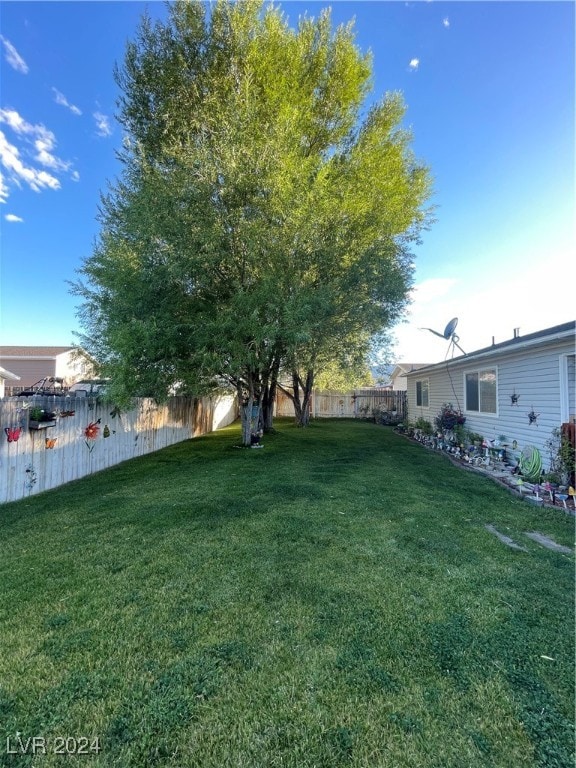 view of yard with a fenced backyard