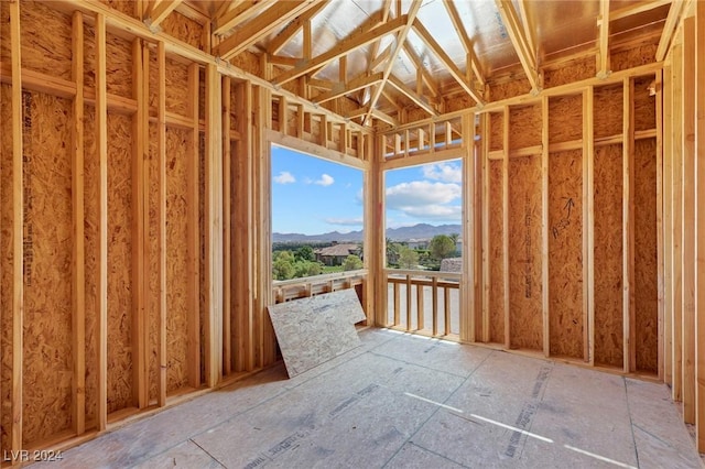 miscellaneous room with a mountain view