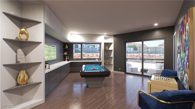 recreation room featuring pool table and dark wood-type flooring