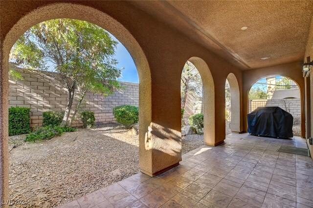 view of patio with area for grilling