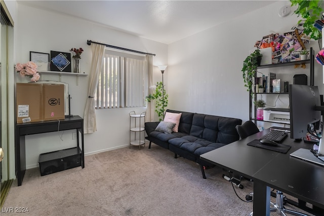 view of carpeted home office