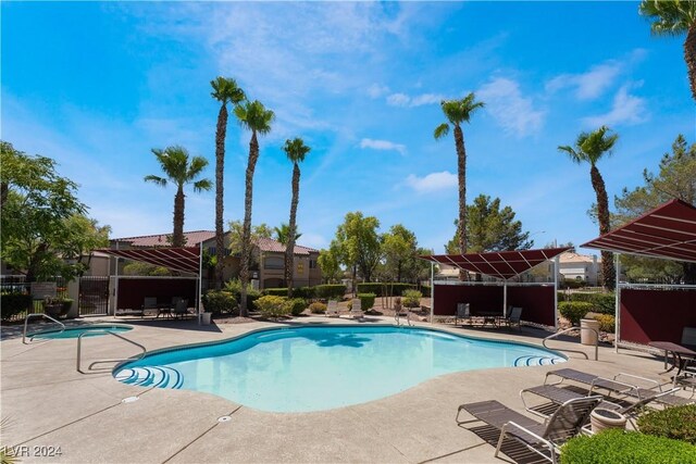 view of swimming pool featuring a patio