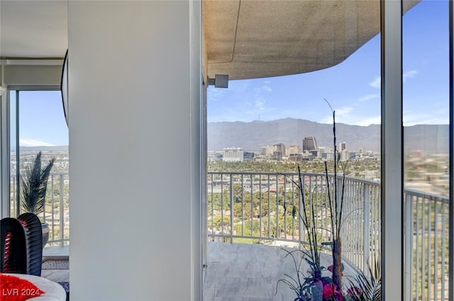 balcony with a mountain view