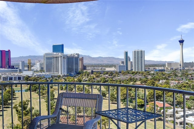 balcony with a mountain view