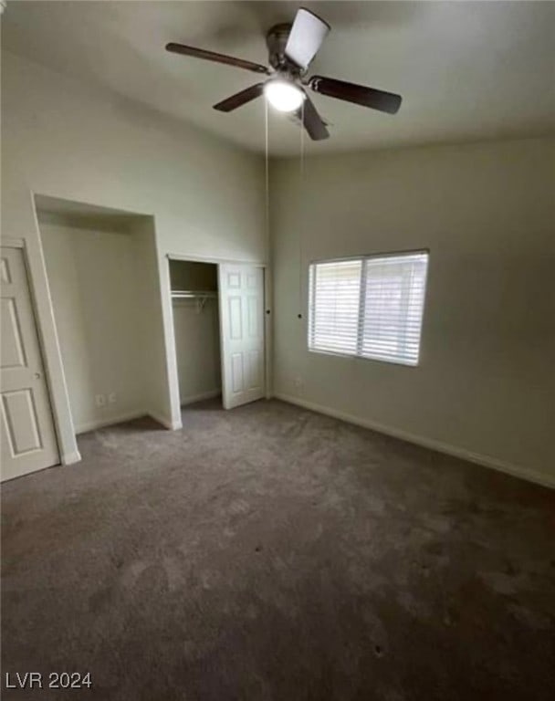 unfurnished bedroom with carpet and ceiling fan