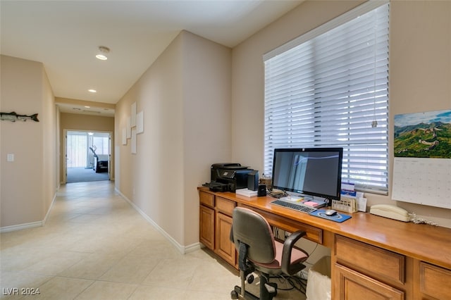 view of tiled home office