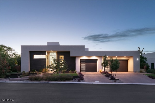 contemporary home with a garage