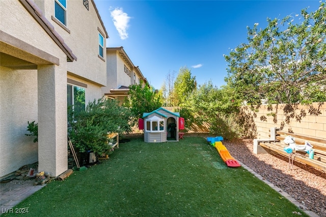 view of yard with a fenced backyard