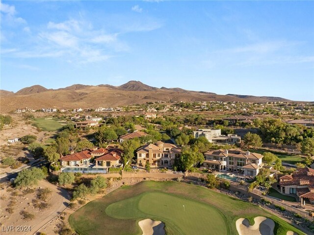 drone / aerial view featuring a mountain view