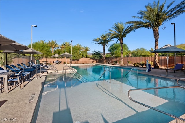 view of pool featuring a patio