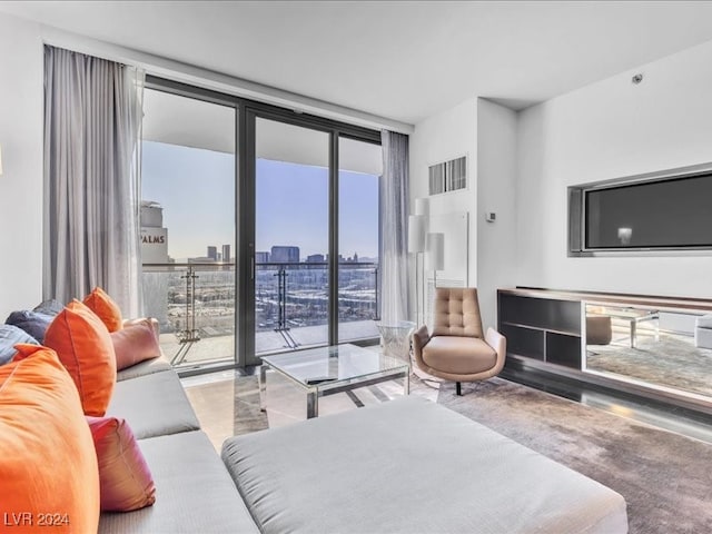 living room featuring expansive windows