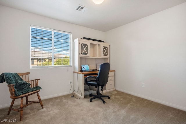 office with light colored carpet