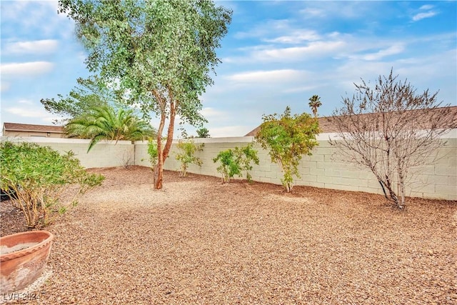 view of yard featuring a fenced backyard