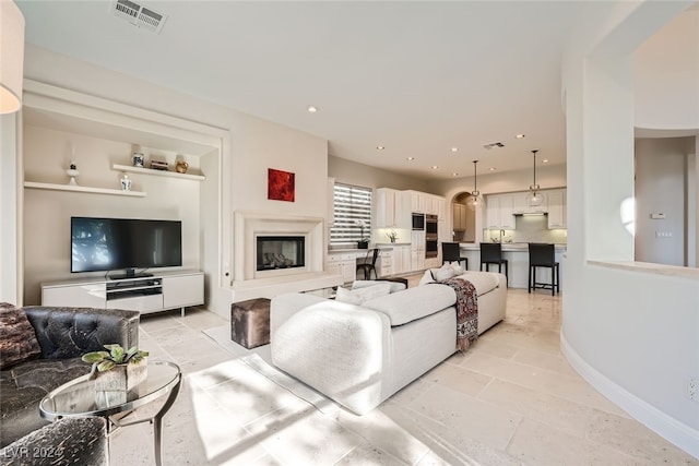 view of tiled living room