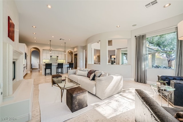 view of tiled living room