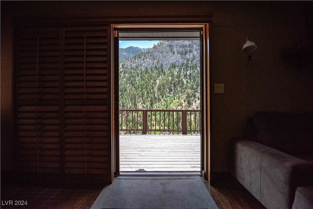 doorway featuring dark hardwood / wood-style flooring