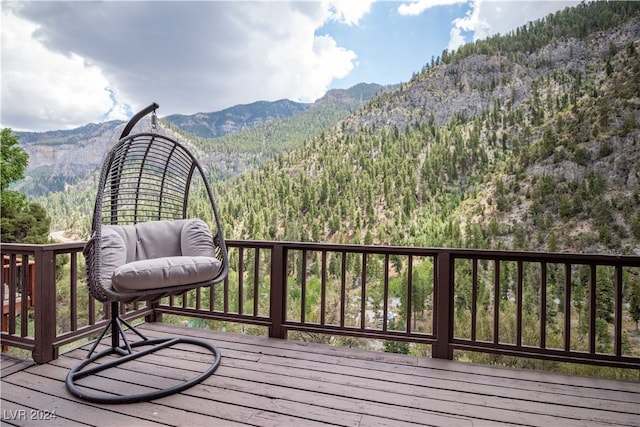 deck featuring a mountain view