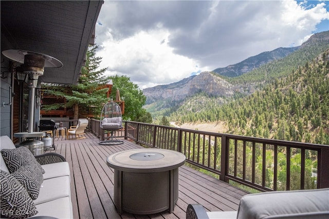 deck featuring a mountain view