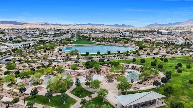 bird's eye view with a mountain view