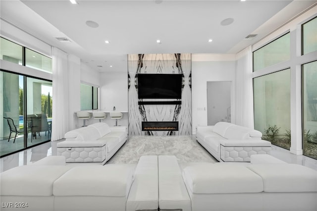 9760 Solar Ave, Las Vegas, NV 89149 - living area with a premium fireplace and recessed lighting