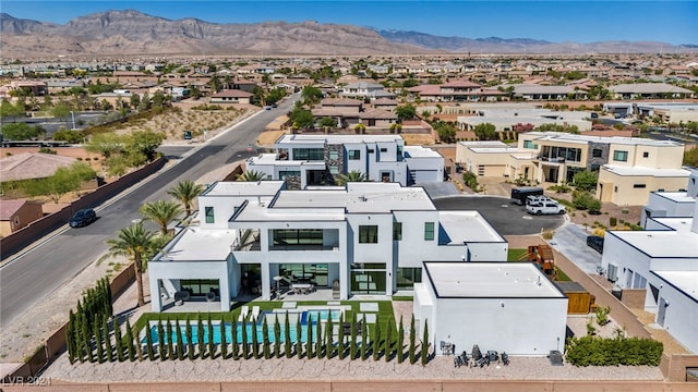 bird's eye view featuring a residential view and a mountain view