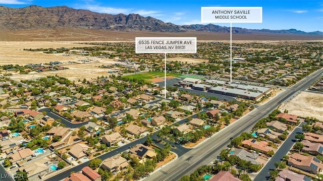 aerial view with a mountain view