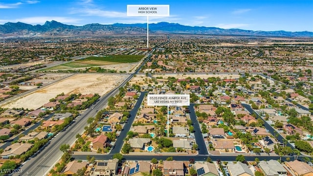 aerial view with a mountain view