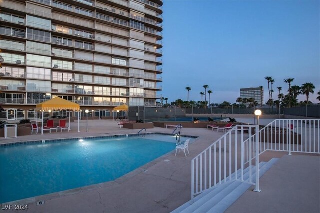 view of swimming pool with a patio