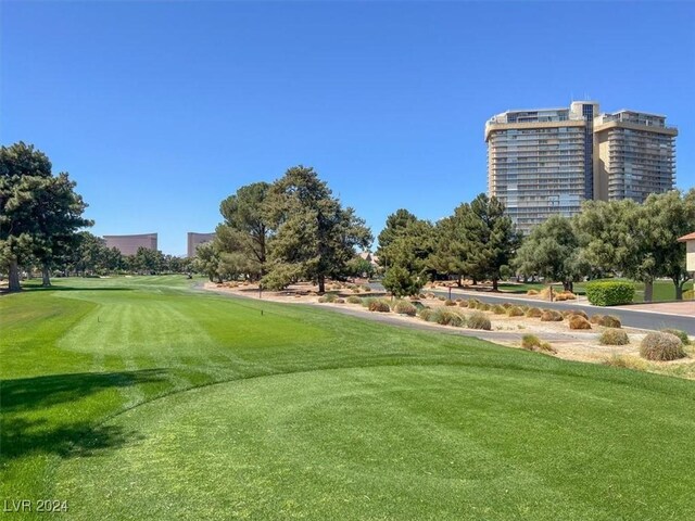 view of community featuring a lawn