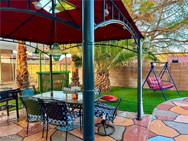 view of patio with outdoor dining area and a fenced backyard