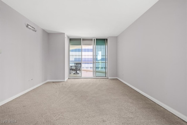 empty room featuring light carpet and expansive windows