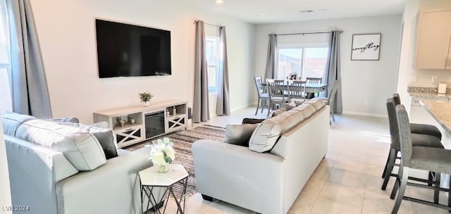 view of tiled living room