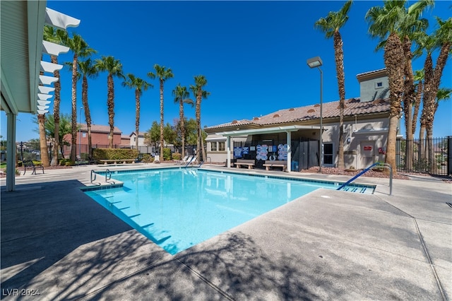 view of pool featuring a patio area