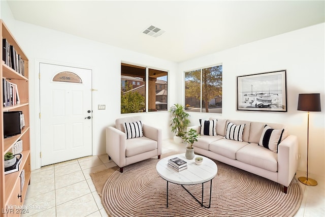 view of tiled living room